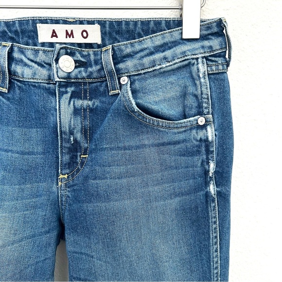 AMO Kate Straight Leg Jeans Denim Pants Mid Rise Girl Crush Wash Blue Size 27 - Picture 5 of 16